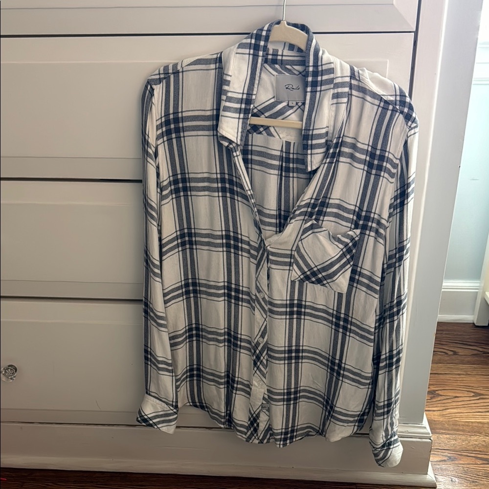 Rails Blue and White Plaid Button Down Shirt